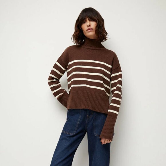 Veronica Beard Sweaters - NWOT Veronica Beard Lancetti Striped Cotton Turtleneck Sweater Brown Size S